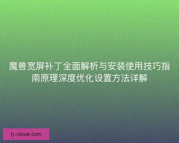 魔兽宽屏补丁全面解析与安装使用技巧指南原理深度优化设置方法详解