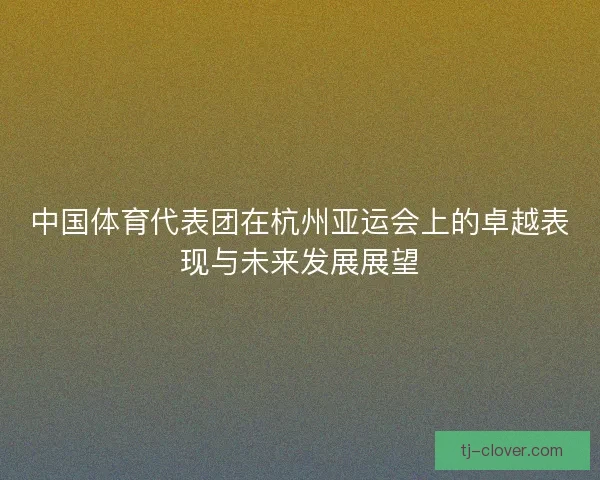 中国体育代表团在杭州亚运会上的卓越表现与未来发展展望