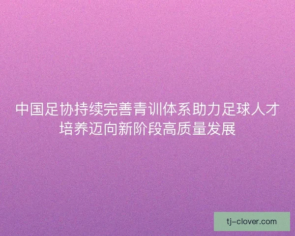 中国足协持续完善青训体系助力足球人才培养迈向新阶段高质量发展